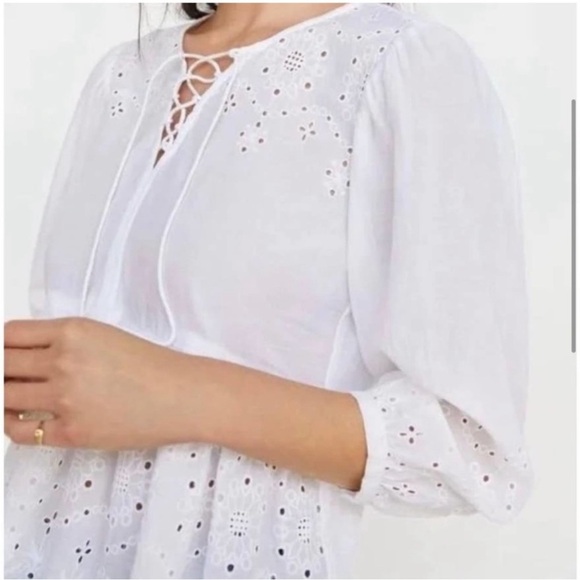 ANTHROPOLOGIE Dolan Eyelet White Blouse Top‎ Shirt Woman’s size XS Summer Summer - Picture 2 of 6